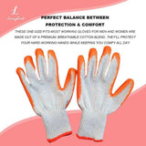 Orange 7-needle bleached yarn flat coated gloves, dipped in latex, abrasion-resistant, work protection, oil-resistant In Australia - Darrahopens
