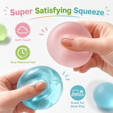 Clear Pink Coconut Oil Stress Ball, Slow Rising Non-Sticky Squishy Squeeze Ball, Soft Sensory Fidget Toy for Stress Relief, Relaxation and Focus