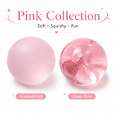 Frosted Pink Coconut Oil Stress Ball, Slow Rising Non-Sticky Squishy Squeeze Ball, Soft Sensory Fidget Toy for Stress Relief, Relaxation and Focus