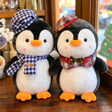 23cm Blue Grid Cute Penguin Plush Toy with Hat, Plush Animal Doll, Cute Penguin Toy, Christmas Gift, Birthday Gift, Home Decoration
