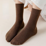 5 Pairs oatmeal colore Thermal Mid-Calf Socks Thermal Mid-Calf Socks - Thick Fleece Lined Winter Socks, Heat Retention Cotton Socks for Men & Women, Cold Weather Cozy Wear In Australia - Darrahopens