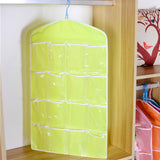 Green wardrobe hanging storage bag, portable 16-pocket hanging organizer bag, can store socks, bras and underwear, wardrobe organizer bag, back door storage bag. In Australia - Darrahopens
