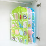 Green wardrobe hanging storage bag, portable 16-pocket hanging organizer bag, can store socks, bras and underwear, wardrobe organizer bag, back door storage bag. In Australia - Darrahopens