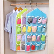 Blue hanging wardrobe organizer bag, portable 16-pocket hanging organizer bag, can store socks, bras and underwear, wardrobe organizer bag, back door storage bag. In Australia - Darrahopens
