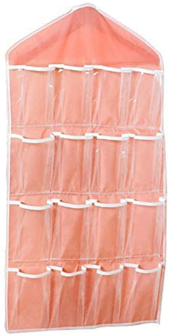 Pink wardrobe hanging storage bag, portable 16-pocket hanging organizer bag, can store socks, bras and underwear, wardrobe organizer bag, back door storage bag. In Australia - Darrahopens