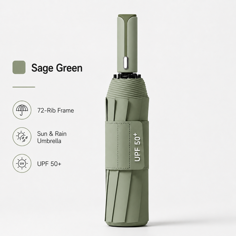 Dark green automatic travel umbrella with 60 ribs, large double-layered windproof and rainproof umbrella, portable folding sun umbrella, outdoor rain and sun protection. In Australia - Darrahopens
