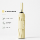 Yellow automatic travel umbrella with 60 ribs, large double-layered wind and rainproof umbrella, portable folding sun umbrella, outdoor rain and sun protection. In Australia - Darrahopens