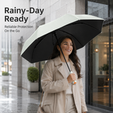 Gray automatic travel umbrella with 60 ribs, large double-layered weatherproof umbrella, portable folding sun umbrella, outdoor rain and sun protection.