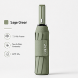Dark green automatic travel umbrella with 72 ribs, large double-layered windproof and rainproof umbrella, portable folding sun umbrella, outdoor rain and sun protection. In Australia - Darrahopens