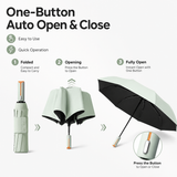 Yellow automatic travel umbrella with 72 ribs, large double-layered wind and rainproof umbrella, portable folding sun umbrella, outdoor rain and sun protection.