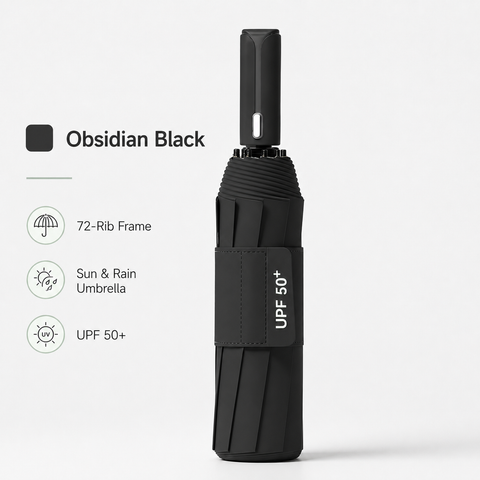 Black automatic travel umbrella with 72 ribs, large double-layered wind and rainproof umbrella, portable folding sun umbrella, outdoor rain and sun protection. In Australia - Darrahopens