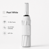 White automatic travel umbrella with 60 ribs, large double-layered wind and rainproof umbrella, portable folding sun umbrella, outdoor rain and sun protection.