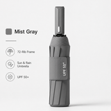 Gray automatic travel umbrella with 72 ribs, large double-layered weatherproof umbrella, portable folding sun umbrella, outdoor rain and sun protection. In Australia - Darrahopens