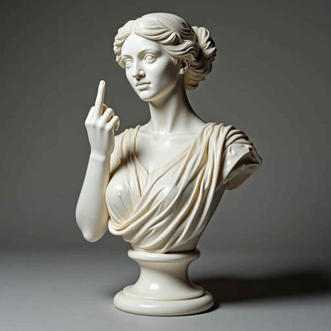 Rebellious Venus Statue Modern Resin Sculpture of Aphrodite Giving the Middle Finger Edgy Home Decor, Bold Art Piece for Living Room, Office, or Bar Unique Gift for Art Lovers(Model F)