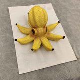 Creative Banana Octopus Resin Ornament - Fun Cartoon Pastoral Home Decor, Unique Yellow-Green Desktop Sculpture(Yellow)
