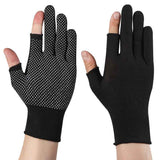 10-Pairs Nylon Work Gloves-Black Half Finger