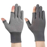 10-Pairs Nylon Work Gloves-Gray Half Finger
