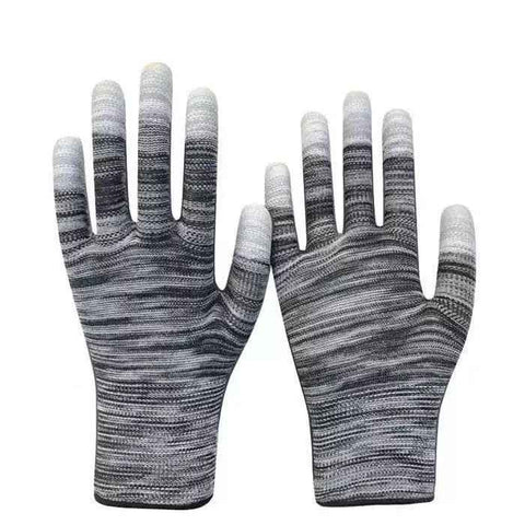 12-Pairs Coated Fingertip Gloves Black