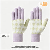 2-Pack Women Touchscreen Knitted Gloves-NT30107 Purple-Yam-Purple