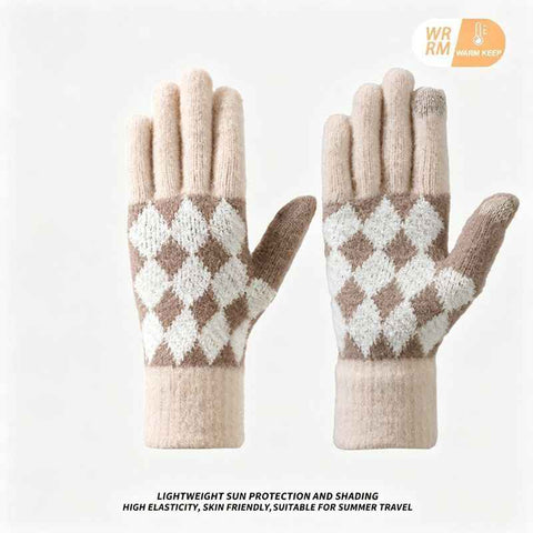 2-Pack Women Warm Touchscreen Knitted Gloves-NT30107 Beige