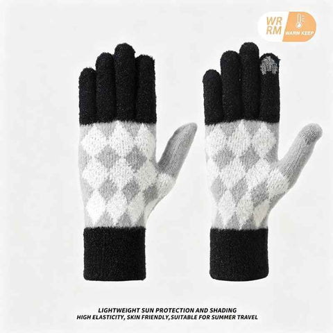 2-Pack Women Warm Touchscreen Knitted Gloves-NT30107 Black