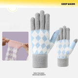 2-Pack Women Warm Touchscreen Knitted Gloves-NT30107 Khaki