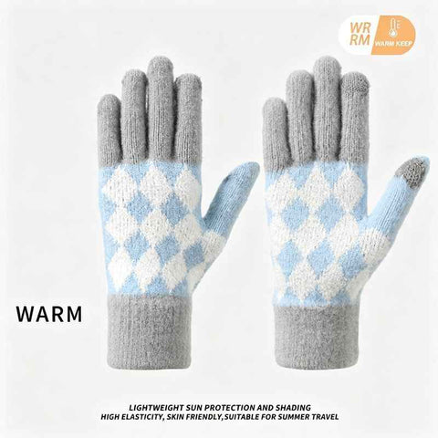 2-Pack Women Warm Touchscreen Knitted Gloves-NT30107 Light-Gray