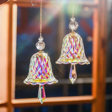 2Pcs Colorful Crystal Glass Wind Chime Hanging Decor