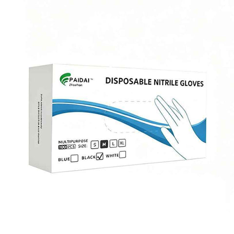 300Pcs Heavy-Duty Black Disposable Nitrile Gloves-Medium