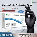 300Pcs Heavy-Duty Black Disposable Nitrile Gloves-Medium