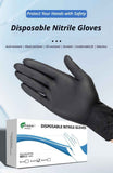 300Pcs Heavy-Duty Black Disposable Nitrile Gloves-Medium