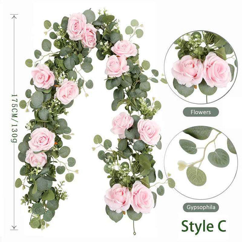 Artificial Eucalyptus Vine pink
