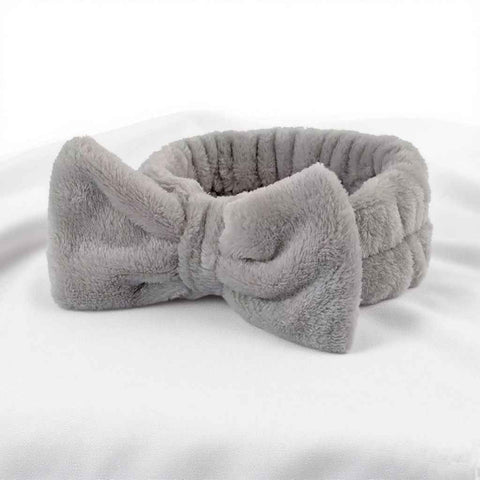 Autumn/Winter Plush Bow Headband Gray