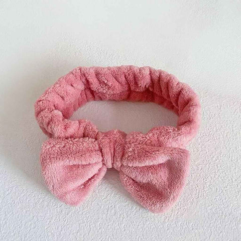 Autumn/Winter Plush Bow Headband Leather Red