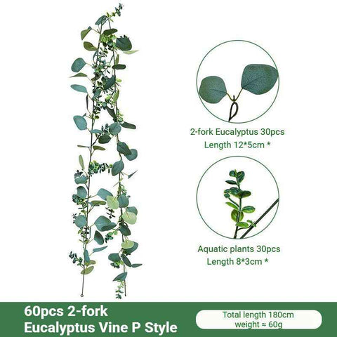 Eucalyptus Aquatic Vine - 60 Heads 2 Forks - P