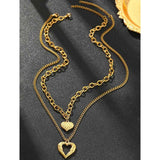 Gold Stainless Steel Angel Wing Heart Pendant Necklace 2-Pack C7247