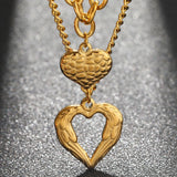 Gold Stainless Steel Angel Wing Heart Pendant Necklace 2-Pack C7247
