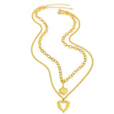 Gold Stainless Steel Angel Wing Heart Pendant Necklace 2-Pack C7247