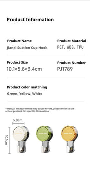 green Suction cup hook