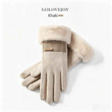 Ladies Winter Warm Cashmere Gloves DY50 Khaki