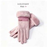 Ladies Winter Warm Cashmere Gloves DY50 Pink