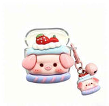 Strawberry Hat Pig Bluetooth Earphone Case + pendant AirPods 1/2