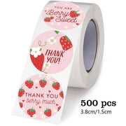 Strawberry Thank You Stickers 38mm 1 and a half inch
