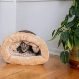 Warm Pet Bed for Cats and Dogs Upgraded Support Style Dark Brown
