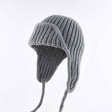 Women Plain Aviator Hat with Earflaps Black