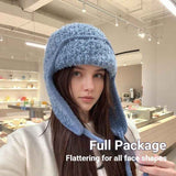Women Plain Aviator Hat with Earflaps Gray