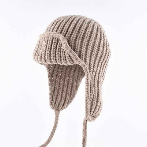 Women Plain Aviator Hat with Earflaps Khaki