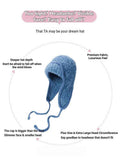 Women Plain Aviator Hat with Earflaps Lake Blue