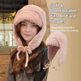 Women Plain Aviator Hat with Earflaps Rose Red