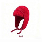 Women Sherpa Aviator Beanie - Warm Earflap Knit Hat Dark Coffee